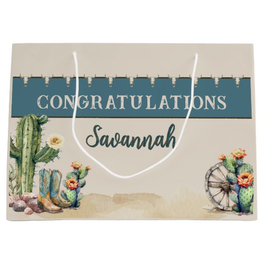 Land Westerne Cactus Laarzen Gepersonaliseerd Groot Cadeauzakje (Voorkant)