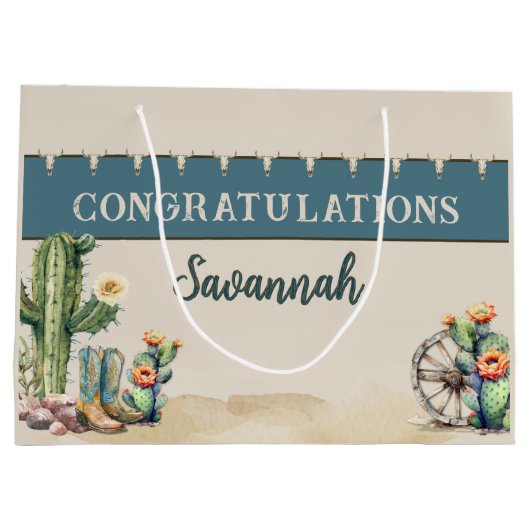 Land Westerne Cactus Laarzen Gepersonaliseerd Groot Cadeauzakje (Achterkant)
