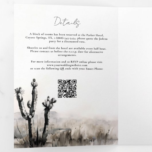 Land Westerne Cowboy Art Sketch All One Wedding Drieluik Uitnodiging (Binnenzijde eerst)