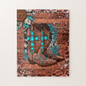 Land Westerne Cowboy Boots Legpuzzel (Verticaal)
