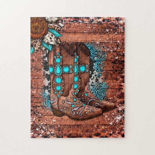 Land Westerne Cowboy Boots Legpuzzel (Verticaal)