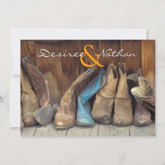 Land Westerne Cowboy Boots Wedding Uitnodiging (Voorkant)