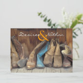 Land Westerne Cowboy Boots Wedding Uitnodiging (Staand voorkant)