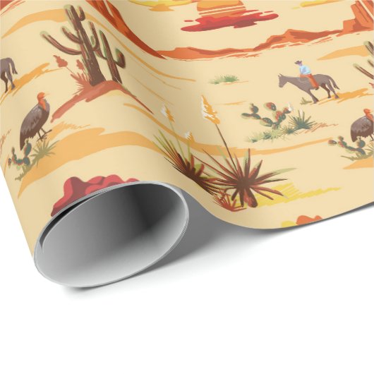 Land Westerne Cowboy Cadeaupapier (Rol Hoek)