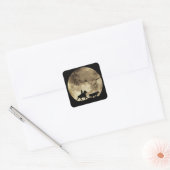 Land Westerne cowboy en Horse Moon Vierkante Sticker (Envelop)