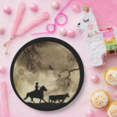 Land Westerne Cowboy en Moon Papieren Bordje (Feest)