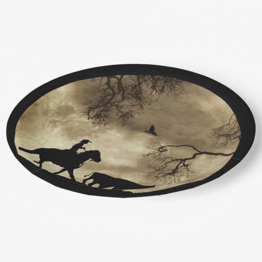 Land Westerne Cowboy en Moon Papieren Bordje (Gekanteld)