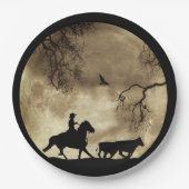 Land Westerne Cowboy en Moon Papieren Bordje (Voorkant)