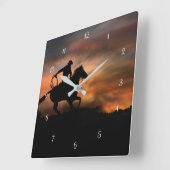 Land Westerne cowboy en paard Vierkante Klok (Hoek)