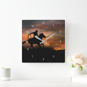 Land Westerne cowboy en paard Vierkante Klok (Huis)