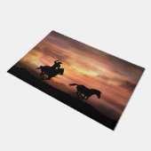 Land Westerne cowboy en paarden Deurmat (Schuin)