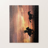 Land Westerne cowboy en wilde paarden Legpuzzel (Verticaal)