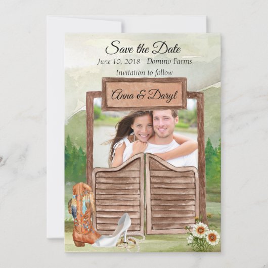 Land Westerne cowboy Foto slaat de datum op Save The Date (Voorkant)