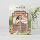 Land Westerne cowboy Foto slaat de datum op Save The Date (Staand voorkant)