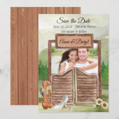 Land Westerne cowboy Foto slaat de datum op Save The Date (Voorkant / Achterkant)