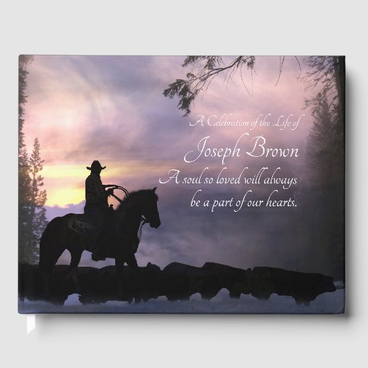 Land Westerne Cowboy Horse Funeral Gastenboek (Voorkant)