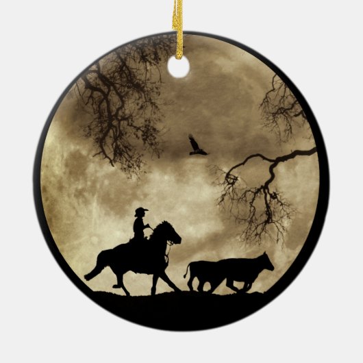 Land Westerne Cowboy Keramisch Ornament (Achterkant)