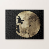Land Westerne cowboy met volle maan en vee Legpuzzel (Horizontaal)
