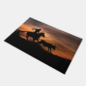 Land Westerne Cowboy Roping Steer Deurmat (Schuin)