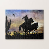 Land Westerne Cowboy Roping Steer Legpuzzel (Horizontaal)