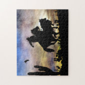 Land Westerne Cowboy Roping Steer Legpuzzel (Verticaal)