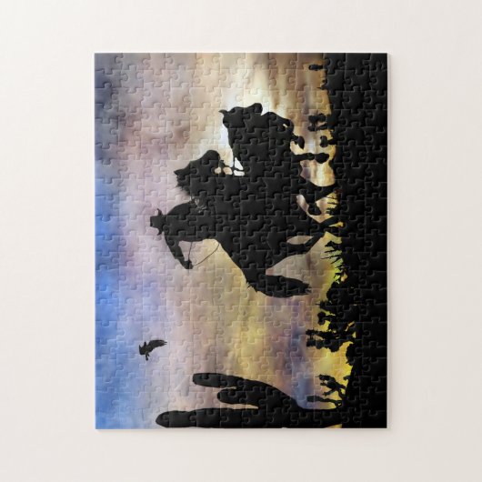 Land Westerne Cowboy Roping Steer Legpuzzel (Verticaal)