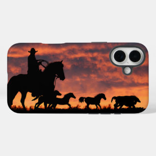 Land Westerne Cowboy Roundup Wilde Paarden iPhone 16 Plus Hoesje