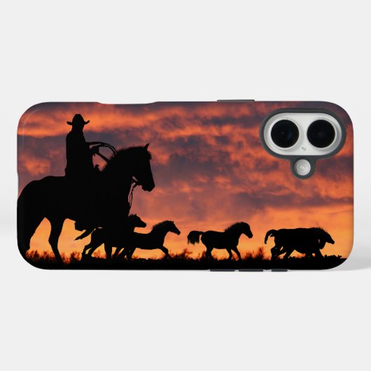 Land Westerne Cowboy Roundup Wilde Paarden Case-Mate iPhone Case (Achterkant (horizontaal))
