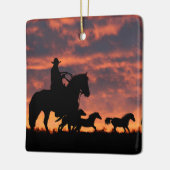 Land Westerne Cowboy Roundup Wilde Paarden Keramisch Ornament (Links)
