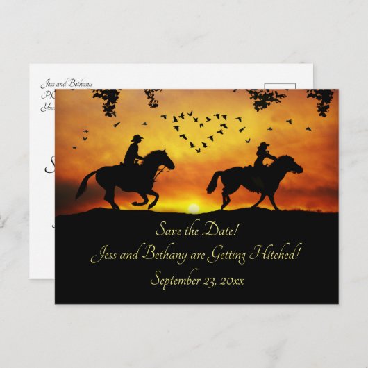 Land Westerne cowboy Rustic Save the Date Uitnodiging Briefkaart (Voorkant / Achterkant)