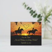 Land Westerne cowboy Rustic Save the Date Uitnodiging Briefkaart (Staand voorkant)