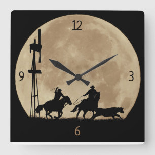 Land Westerne Cowboy Rustler's MoonCountry Weste Vierkante Klok