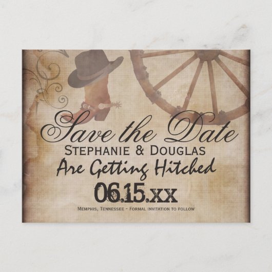 Land Westerne Cowboy Save the Date Briefkaarten (Voorkant)