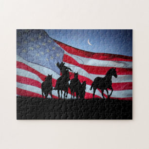 Land Westerne Cowboy Wilde Paarden Amerikaans Legpuzzel