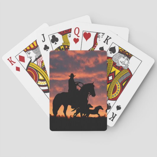 Land Westerne cowboy wilde paarden Pokerkaarten (Achterkant)