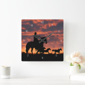 Land Westerne cowboy wilde paarden Vierkante Klok (Huis)