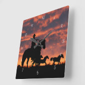 Land Westerne cowboy wilde paarden Vierkante Klok (Hoek)