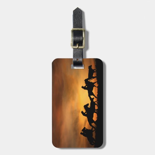 Land Westerne cowboys en Roundup Bagagelabel (Voorkant verticaal)