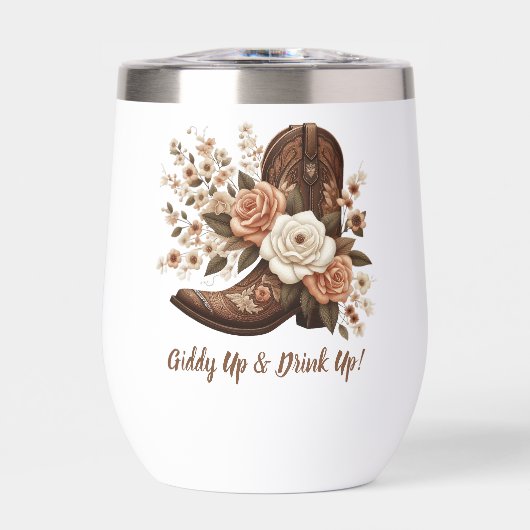 Land Westerne Cowgirl Boot met Bloemen (Voorkant)