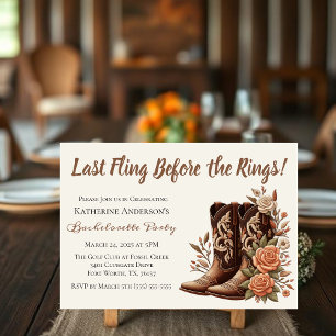Land Westerne Cowgirl Boot met Bloemen Kaart