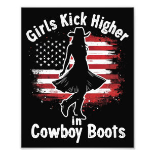 Land Westerne Cowgirl Girls Kick Hoger In Boots Foto Afdruk