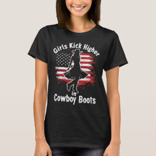 Land Westerne Cowgirl Girls Kick Hoger In Boots T-shirt
