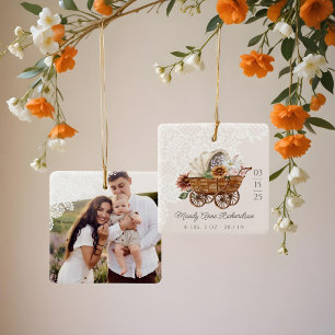 Land Westerne Floral Wagon Baby Stats Foto Keramisch Ornament
