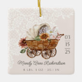 Land Westerne Floral Wagon Baby Stats Foto Keramisch Ornament (Voorkant)