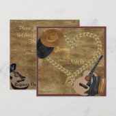 LAND WESTERNE GUITAR WEDDING INVITATION KAART (Voorkant / Achterkant)