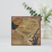 LAND WESTERNE GUITAR WEDDING INVITATION KAART (Staand voorkant)