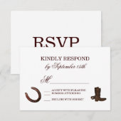 Land Westerne Hoefijzers Boots Wedding RSVP Kaartje (Voorkant / Achterkant)