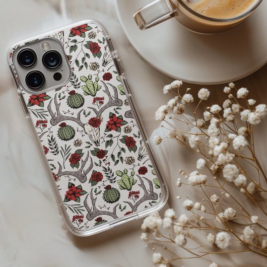Land Westerne Kerst Bloemen Herten Hoofd Schedel Case-Mate iPhone Case