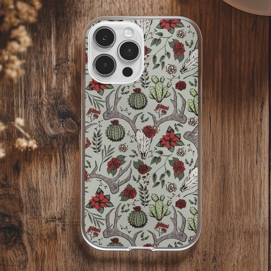 Land Westerne Kerst Bloemen Herten Hoofd Schedel Case-Mate iPhone Case