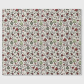 Land Westerne Kerst Bloemen Rendier Schedel Cadeaupapier (Vlak)